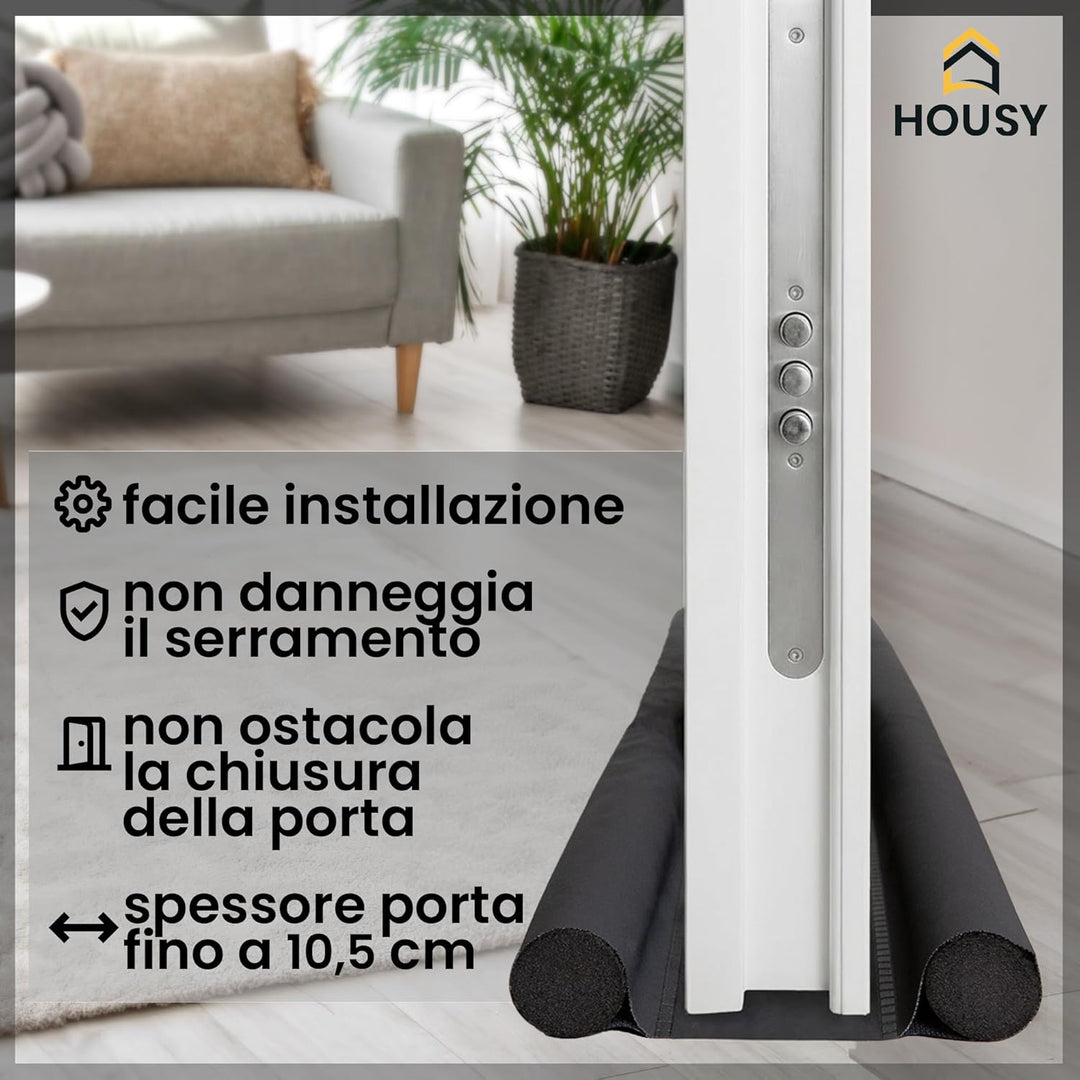 HOUSY Zugluftstopper für Türen mit einer Dicke von bis zu 10 cm – Länge der Wurst 90 cm (für Türen m
