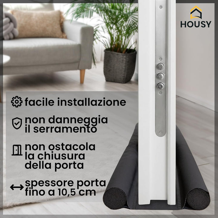 HOUSY Zugluftstopper für Türen mit einer Dicke von bis zu 10 cm – Länge der Wurst 90 cm (für Türen m