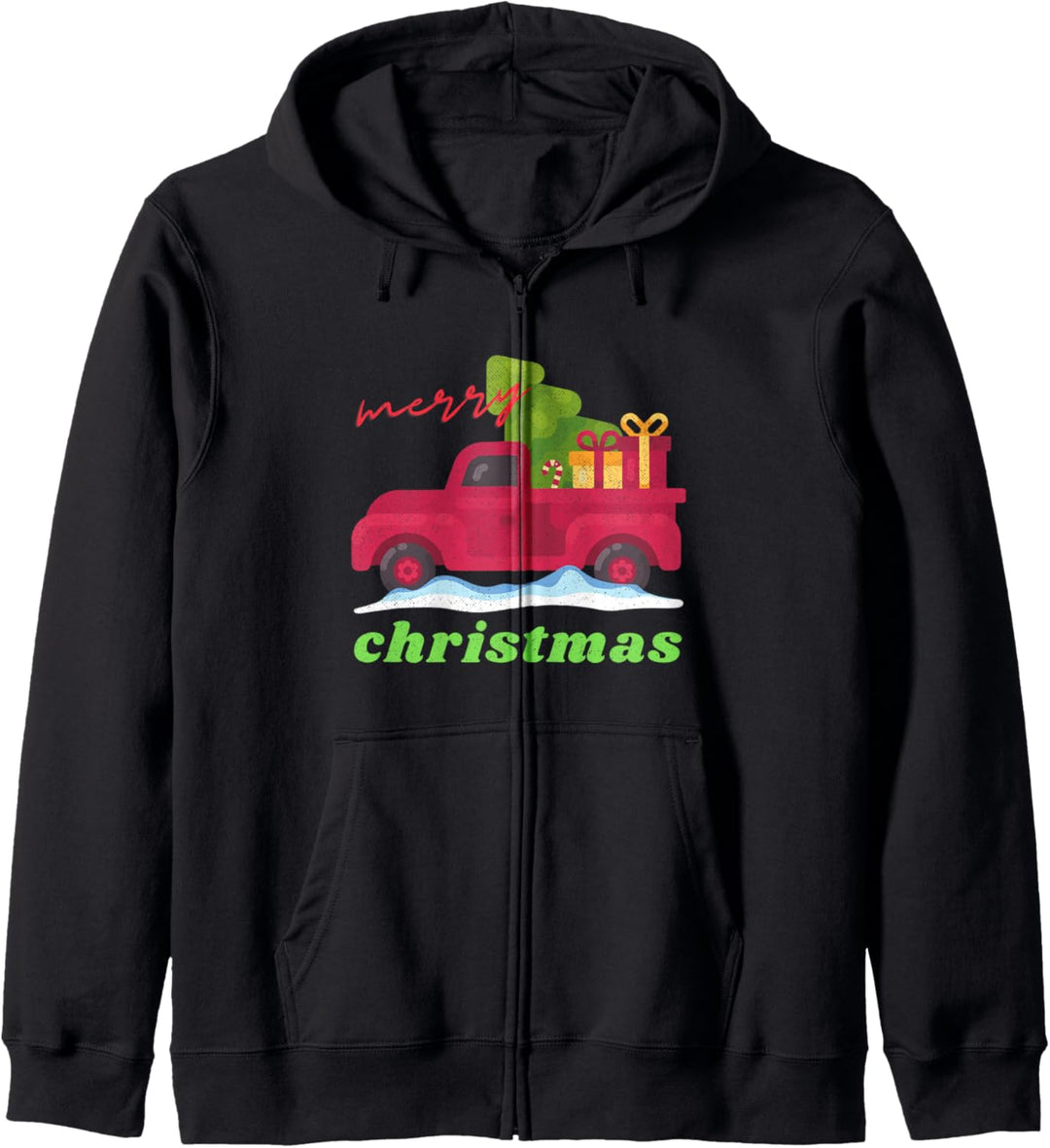 Vintage Red Pick Up Truck Weihnachtsgeschenke Snowy Xmas Kapuzenjacke