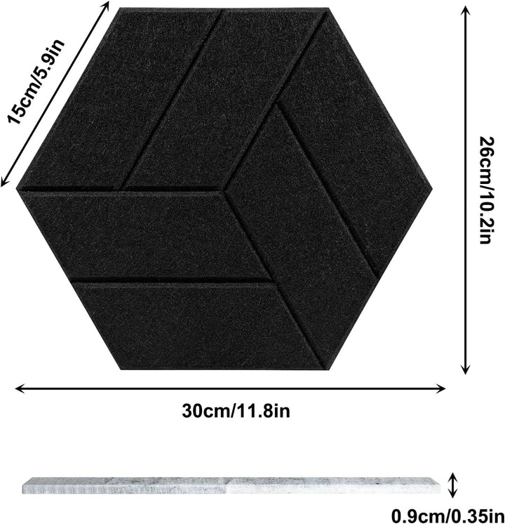 12 Stück Akustikpaneele Hexagon Selbstklebend Akustikplatten Akustikschaumstoff Akustik Panel Wandpa