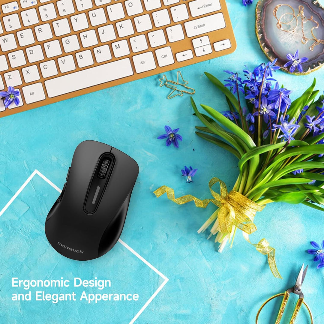 memzuoix Kabellose Maus 2.4GHz, Tragbare Optische Wireless Maus 1400 DPI mit Mini-USB-Empfänger, 5 T