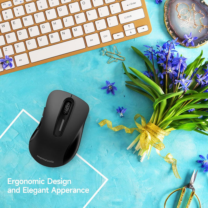 memzuoix Kabellose Maus 2.4GHz, Tragbare Optische Wireless Maus 1400 DPI mit Mini-USB-Empfänger, 5 T