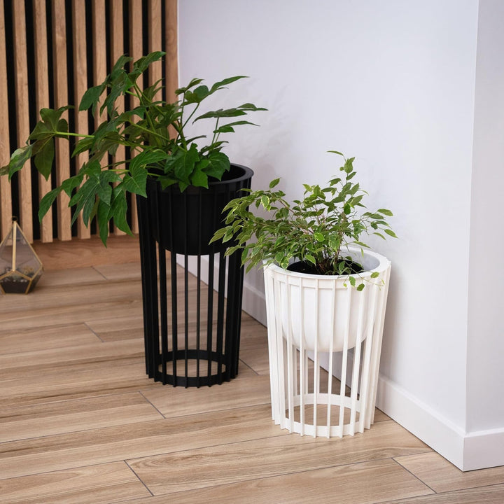 Blumenständer Set Ø 30 cm x H 40 cm und 54 cm | Pflanzenständer aus robustem Kunststoff, beidseitig