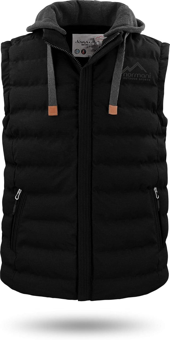 normani Herren Weste Steppweste mit Swaet Kapuze und Stehkragen - Outdoor Weste mit Wasserdichten Re