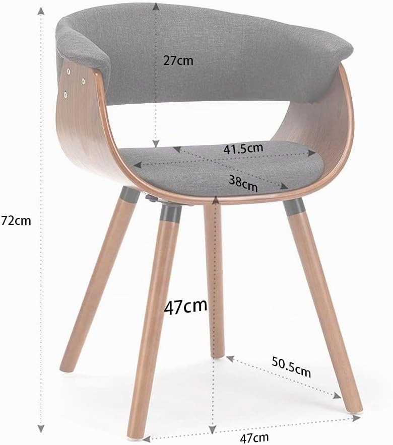Mingone Esszimmerstühle Holz Küchenstühle Retro Polsterstuhl mit Armlehnen Design Stuhl Linen Stoff
