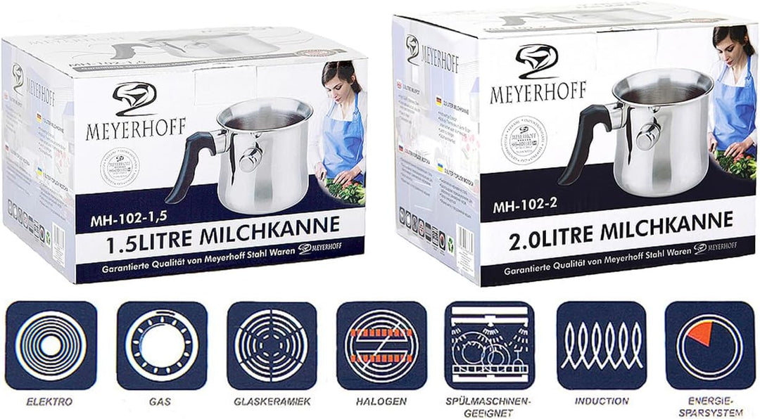 Simmertopf/Milchtopf vom MEYERHOFF als Kochtopf aus Edelstahl für Gas, Elektro Induktion 2,0 Liter (