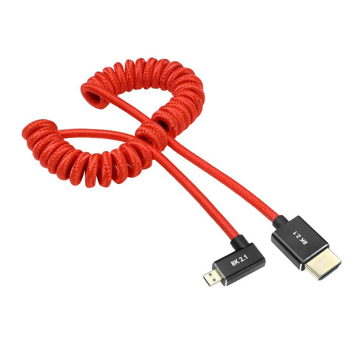Alvin's Cables Linkswinkel Micro HDMI auf HDMI Kabel 8K@60Hz 4K@120Hz, Geflochtene Spirale HDMI 2.1