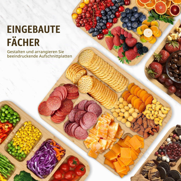 6-Kompartiment-Wurstbrett mit Klappdeckel, tragbares Käse- &amp; Schneidebrett für die Küche,DE