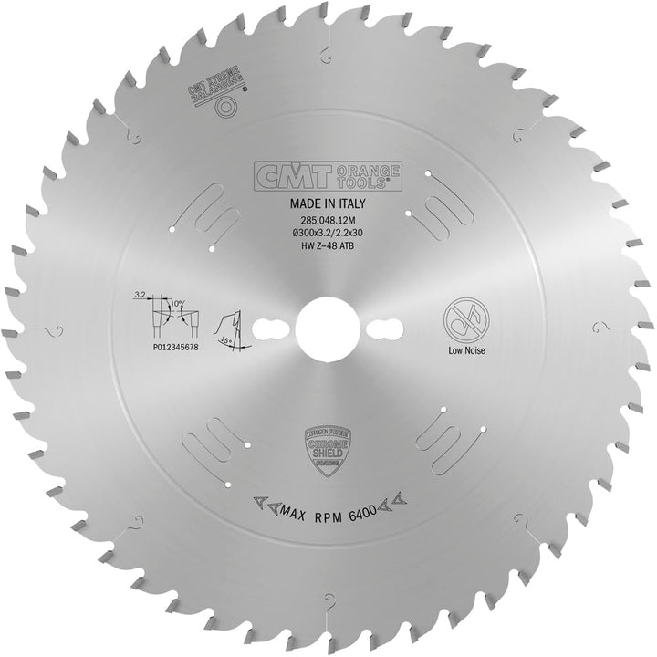 CMT Orange Tools Kreissägeblatt HW 300 x 3,2 / 2,2 x 30 Z=48 10° ATB - 285.048.12M - für Querschnitt