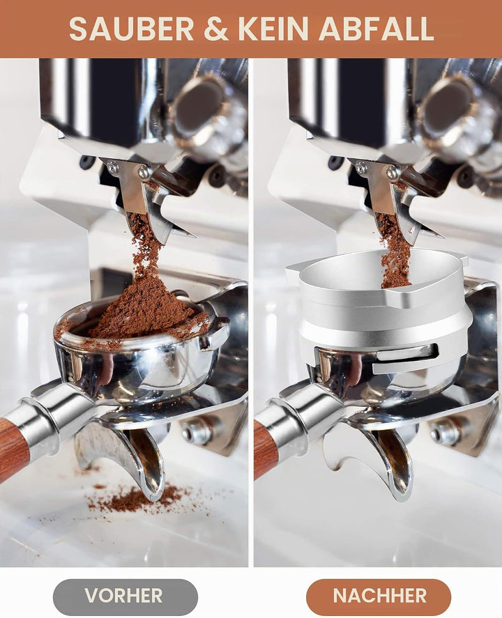 54 mm Kaffee-Dosiertrichter, freihändiger Aluminium-Dosierring und 53,5 mm Edelstahl-Pucksieb, Ersat