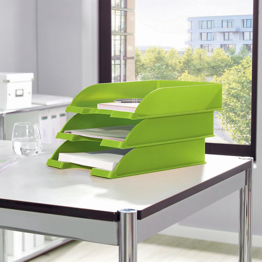 Leitz Briefkorb, A4, 5er Pack, Grün, WOW-Serie, 52263054 Grün 5 Stück, Grün 5 Stück