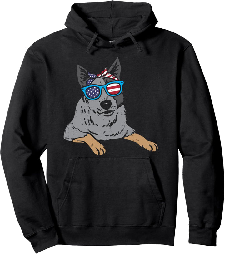 Bandana Heeler Cattle Dog American US 4th Of July Fourth Dog Pullover Hoodie
