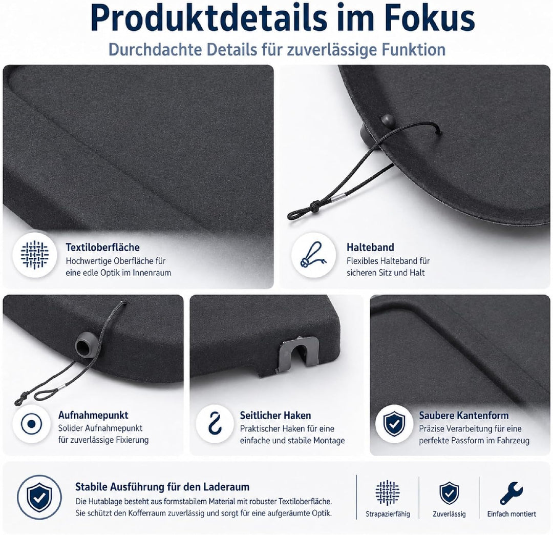 Callume Hutablage Kofferraumabdeckung Laderaumabdeckung Kompatibel mit Ford Fiesta VI MK7 VII 2008-2