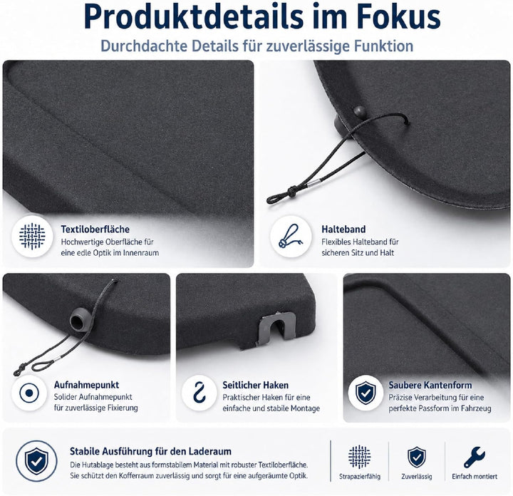 Callume Hutablage Kofferraumabdeckung Laderaumabdeckung Kompatibel mit Ford Fiesta VI MK7 VII 2008-2