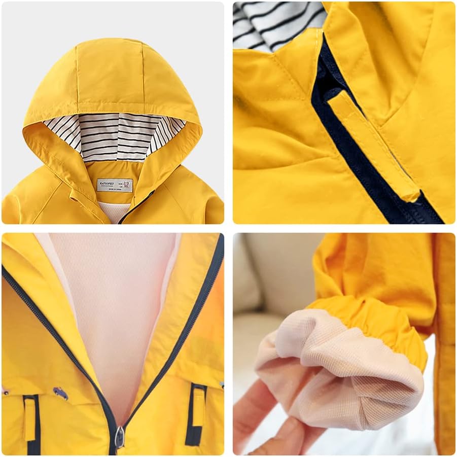 Volunboy Baby Kapuzen Jackets, Jungen Langarm Winddicht Mantel Cartoon Aufdruck Jacken 5-6 Jahre Gel