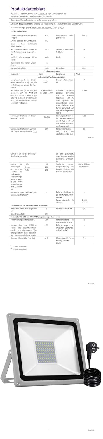 papasbox LED Strahler, 100W LED Fluter IP65 wasserdicht Aussenstrahler Flutlichtstrahler Aluminium S