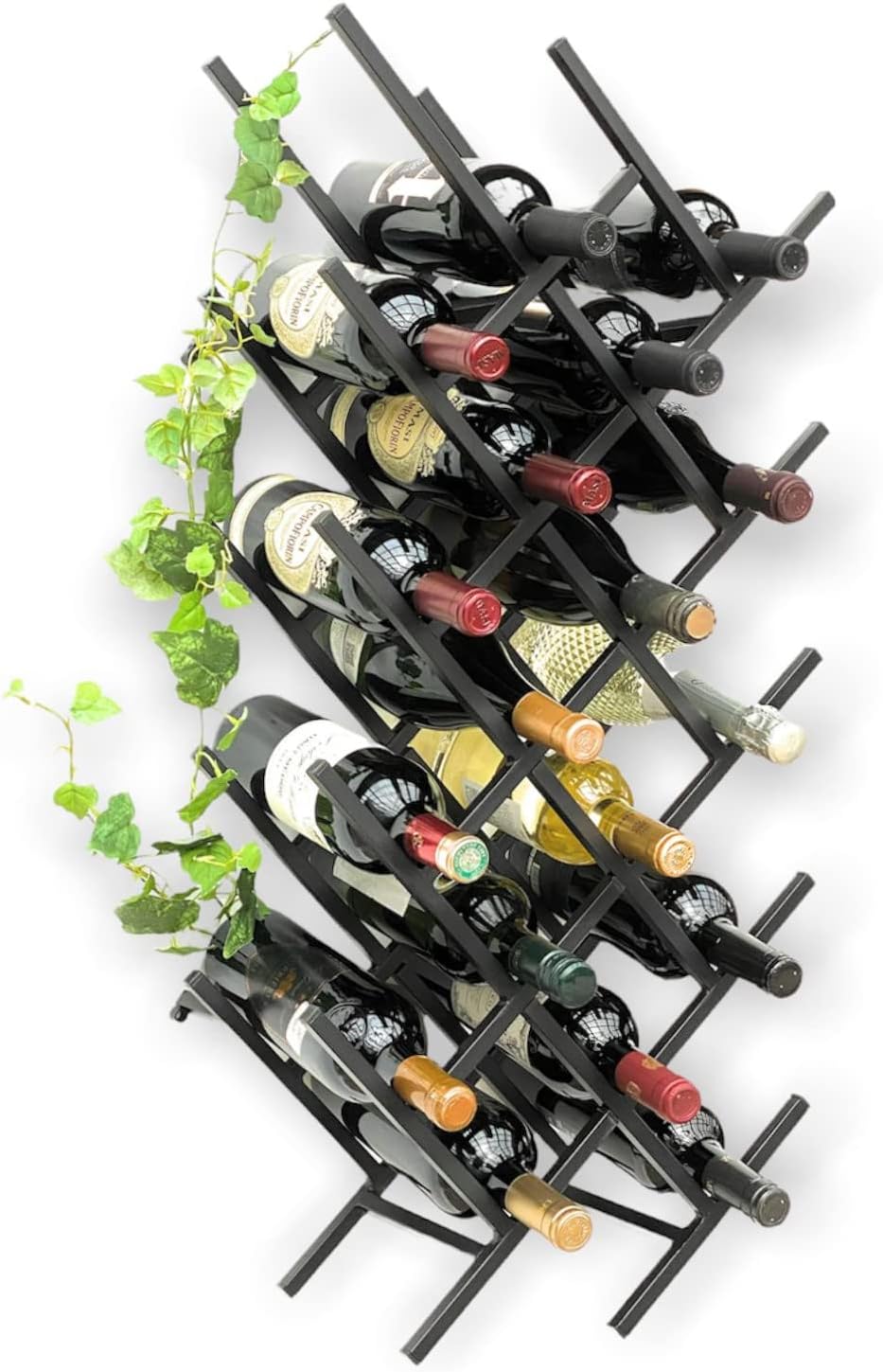 DanDiBo 2er Set Weinregal Metall Schwarz Wand erweiterbar für 18 Flaschen Acord Flaschenregal 96279