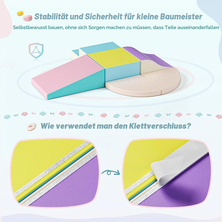 Klettersteine für Kleinkinder 6er Set Schaumstoff-Bausteine weiche Kletterblöcke für Kinder ab 1 Jah