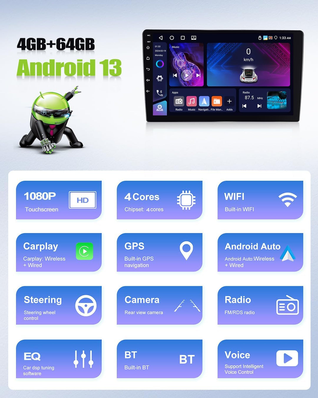 4G+64G CAMECHO Android 13 Autoradio für Benz C-klasse W203 W209 W463 W639 mit Navi Carplay Androidut