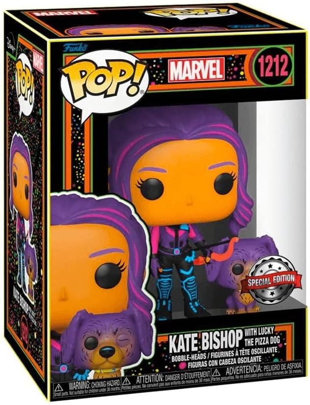 Funko POP! & Buddy: Marvel - Hawkeye - Kate Bishop Mit Lucky The Pizza Dog - (Blacklight) - Ms. Marv