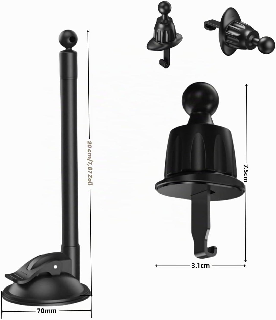 CARKOOL Halterung für Navi,17mm Kugel Adapter 360° Drehbare Schwanenhals Halterung und Ersatzhalteru