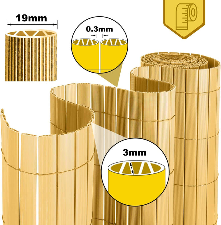 Izrielar Sichtschutzmatte, PVC Sichtschutzzaun, 4-Gewicht-Verstärkung, 0.9 x 5M Sichtschutz für Zaun