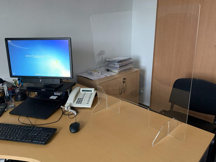 Spuckschutz aus Plexiglas mit 4mm, 70x70cm Virenschutz Hustenschutz Niesschutz, Thekenaufsatz Tischa