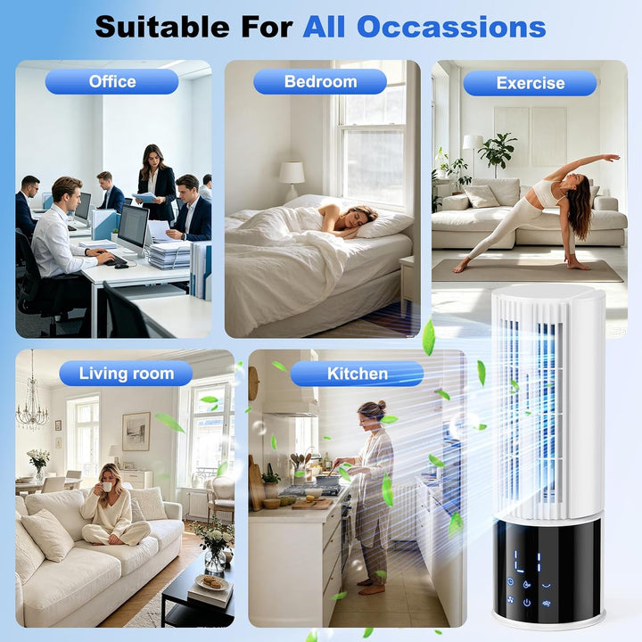 Mobile Klimaanlage 6in1, Luftkühler mit 3 Geschwindigkeiten, Turbo-Modus, Schlafwind, Nebelfunktion