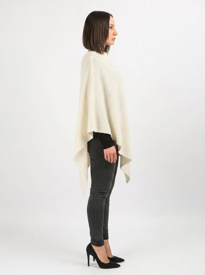 Dalle Piane Cashmere - Poncho aus 100% Kaschmir - Made in Italy - für Frau Einheitsgrösse Creme, Ein