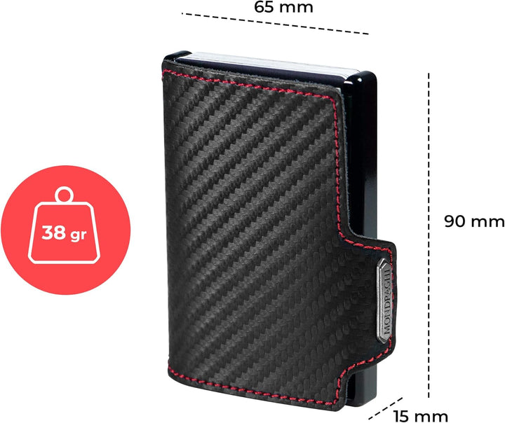 MONDRAGHI® Mini-Wallet. Ultraleichte Geldbörse mit Narbenleder. Kleiner Geldbeutel mit RFID-Schutz-C