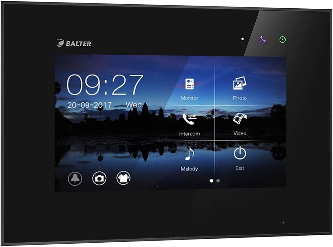 Balter EVO 7" Videostation Schwarz (Touchscreen-Monitor, 2-Draht Bus, Plexiglas, Interkom) Zusatz Mo