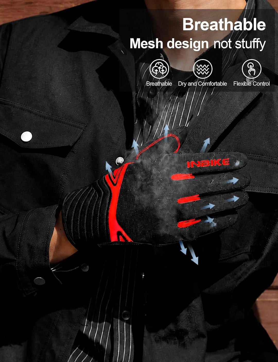 INBIKE Motorrad Handschuhe Motocross Sommer EUDE Foam Schutz Atmungsaktiv Touchscreen Motorradhandsc