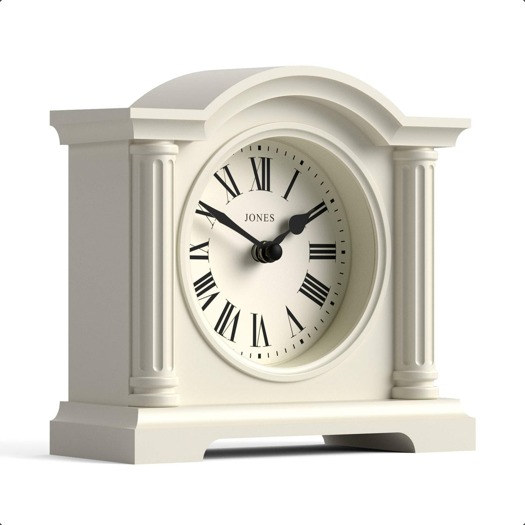 JONES CLOCKS® Kensington Kaminuhr | Klassische Uhr mit gewölbtem Oberteil | Cremefarben | Stilvoll &