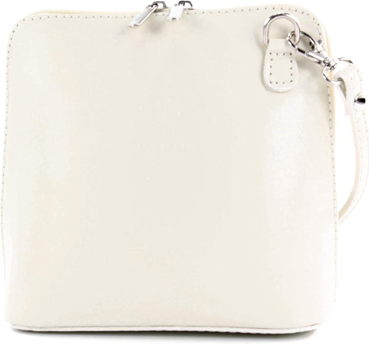 modamoda de - T94 - ital kleine Umhängetasche aus Glattleder Creme, Creme