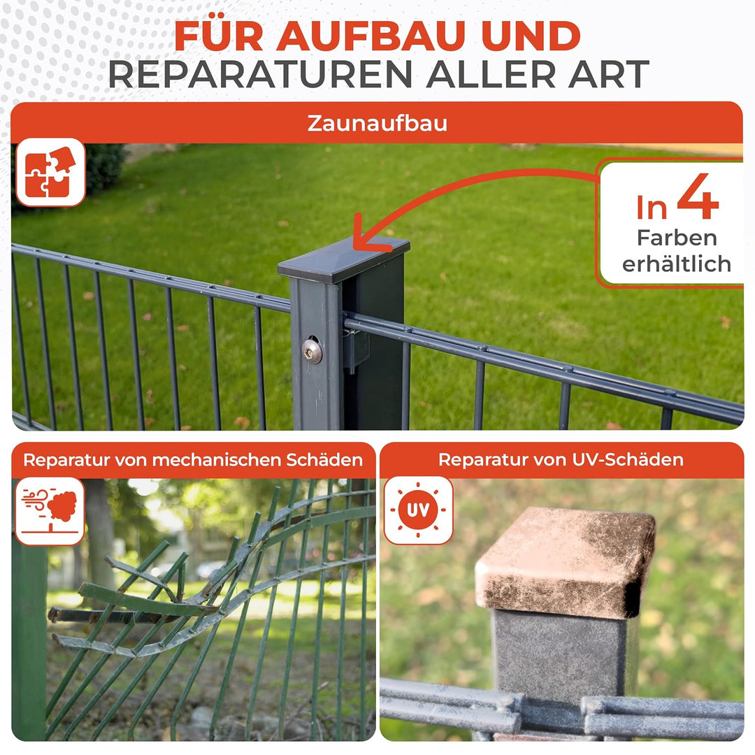 220x Doppelstabmattenzaun Zaunkappe Sicherungssteg, Nylon, Silber | für Metallpfosten mit 1,5-2,5mm
