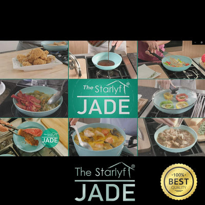 Starlyf Pfannen-Set Jade Pan Set, Aluminium (Starter-Set, 5-tlg., 3 Pfannen, 2 Glasdeckel), Innovati