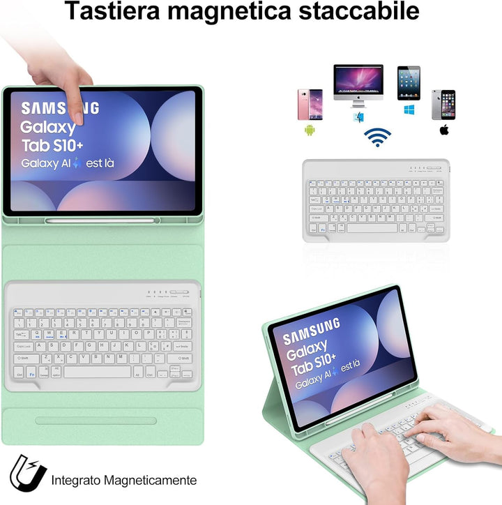 IVEOPPE Tastatur für Samsung Galaxy Tab S10+/S9FE+/S9+, Hülle Tastatur Kompatibel mit Samsung Tab S9