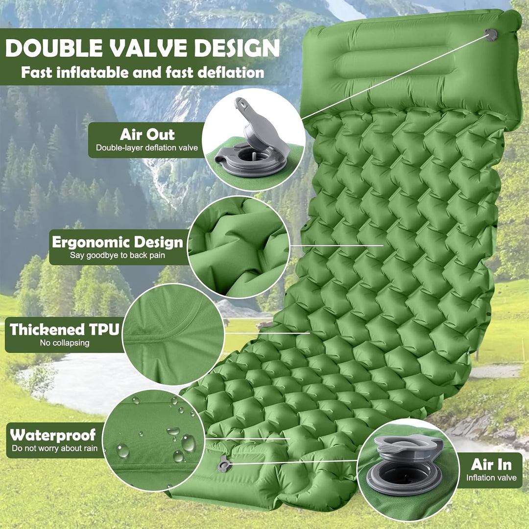 Isomatte Selbstaufblasend, 12CM Verdicktes Tragbar Camping Matratze Wasserdicht Kleines Packmass mit