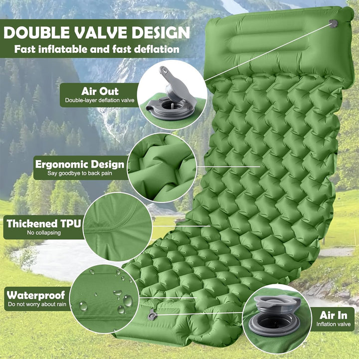 Isomatte Selbstaufblasend, 12CM Verdicktes Tragbar Camping Matratze Wasserdicht Kleines Packmass mit