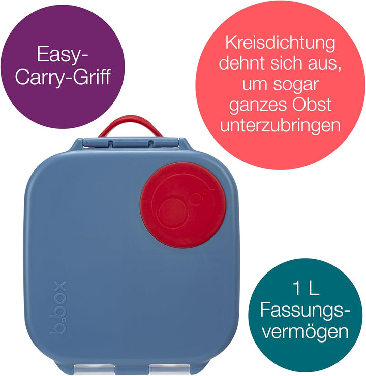 b.box Mini Brotdose für Kinder mit Fächern | Bento Box, 3 Fächer (2 Auslaufsicher) | Lunchbox für Ge
