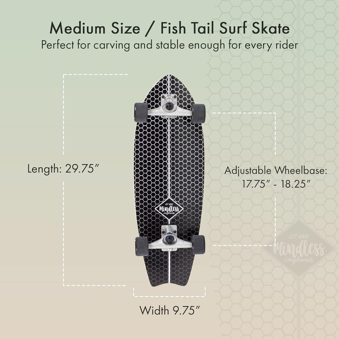 Mindless Surf Skate Fish Tail Skateboard, Unisex Erwachsene 29,5'' x 9,75'' schwarz (schwarz), 29,5'