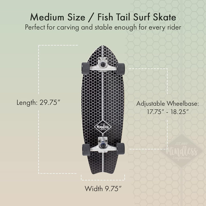Mindless Surf Skate Fish Tail Skateboard, Unisex Erwachsene 29,5'' x 9,75'' schwarz (schwarz), 29,5'