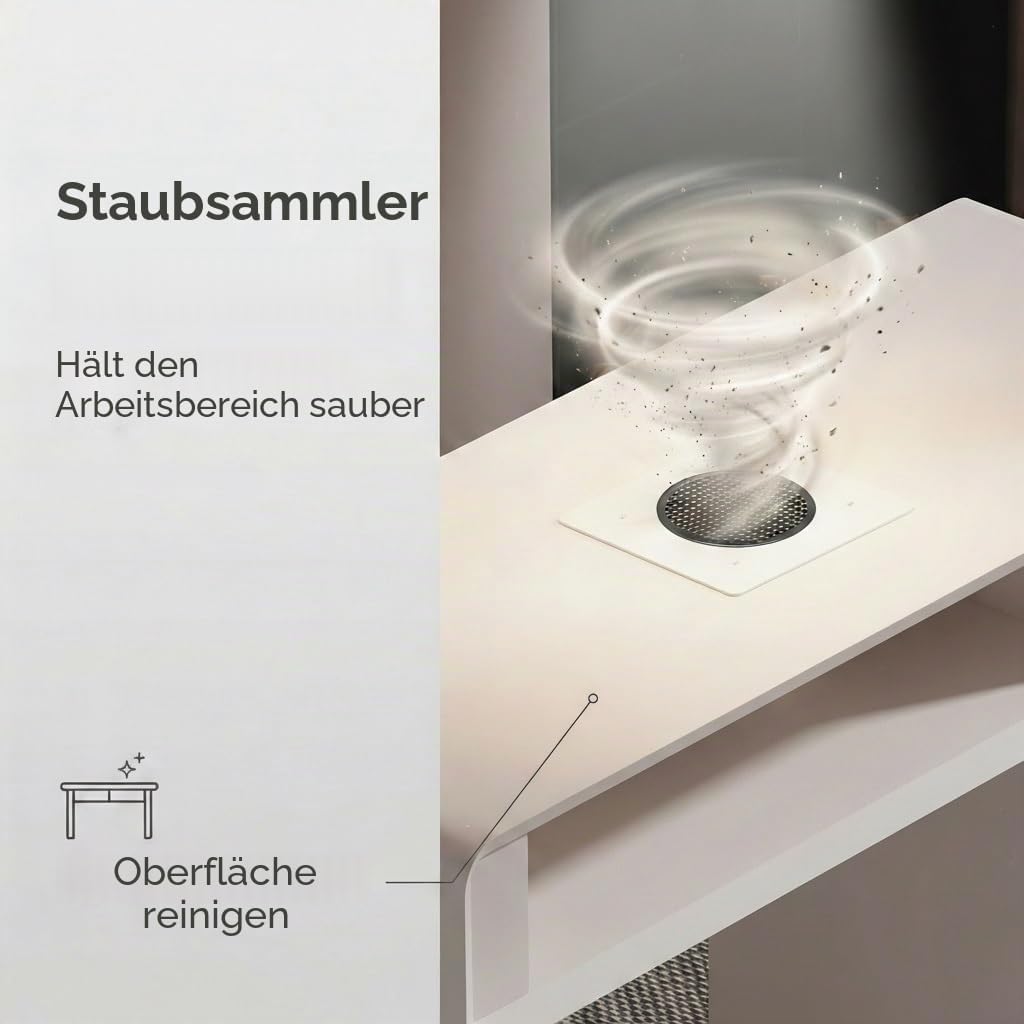 Professioneller Nageltisch mit 80W Absaugung – Maniküre Tisch mit LED-Beleuchtung, Kabellosem Laden,