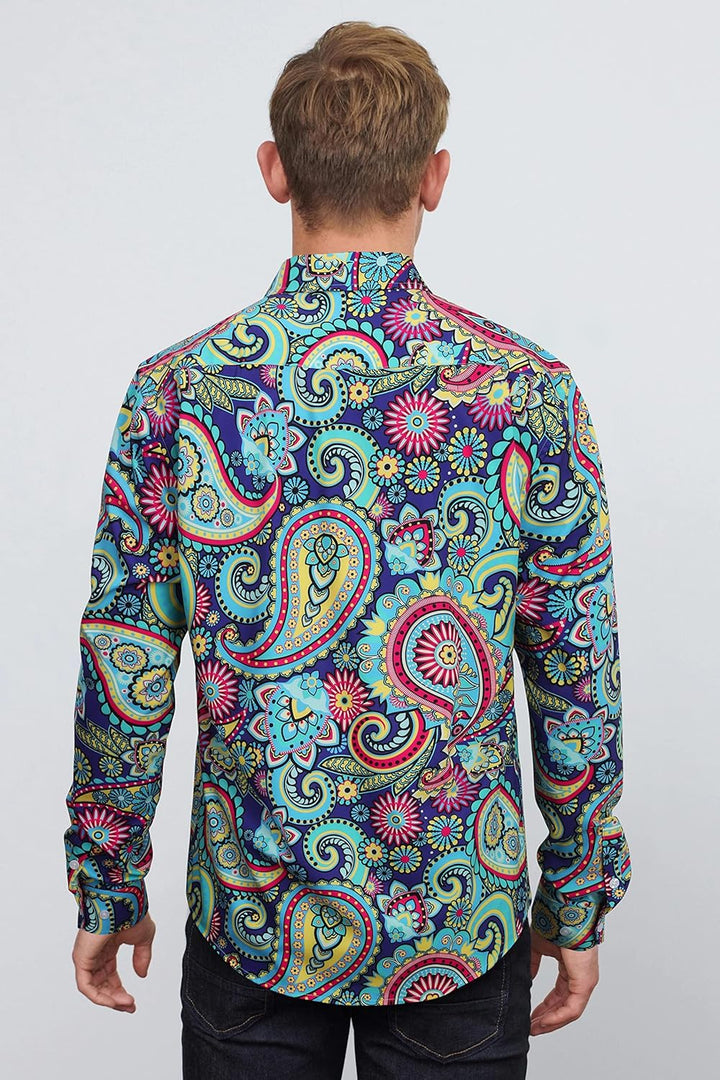 HISDERN Weihnachtshemden für Herren, langärmelig, Button-Down-Shirt, Urlaub, lustige Weihnachts-Shir