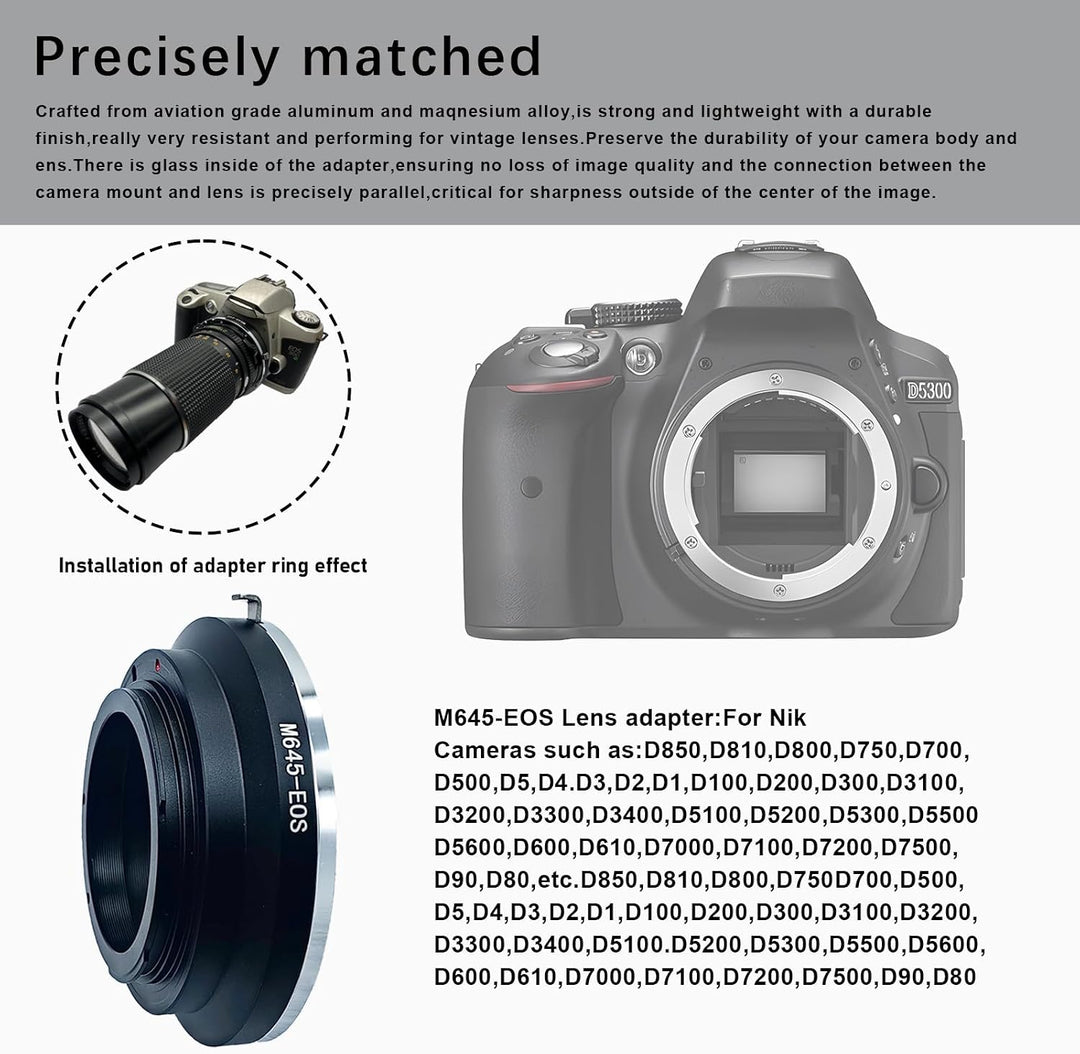 Mamiya 645-EOS Objektiv Adapter Adapterring,für Mamiya 645 M645 Objektiv Kompatibel für Canon EOS EF
