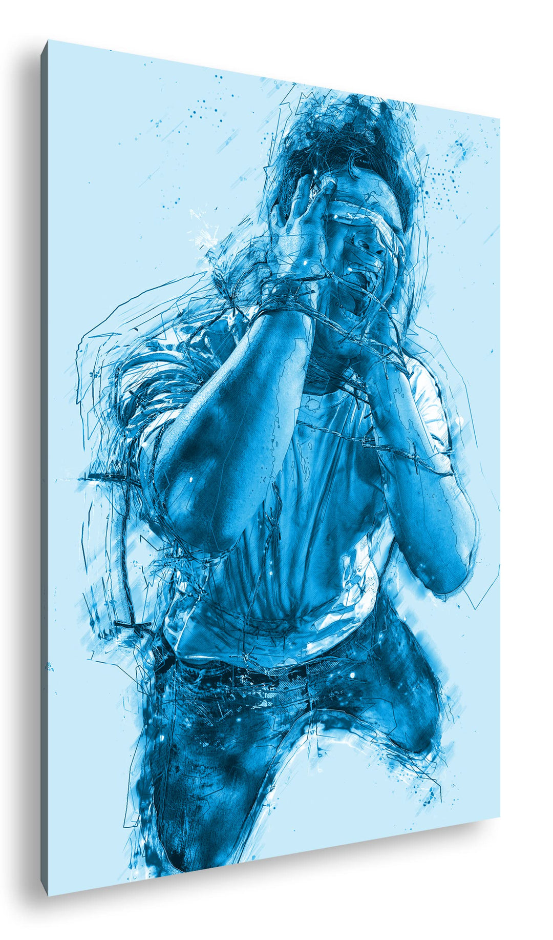 deyoli Irrsinniger Man Format: 80x60 Effekt: Monocrome Blau als Leinwand, Motiv fertig gerahmt auf E