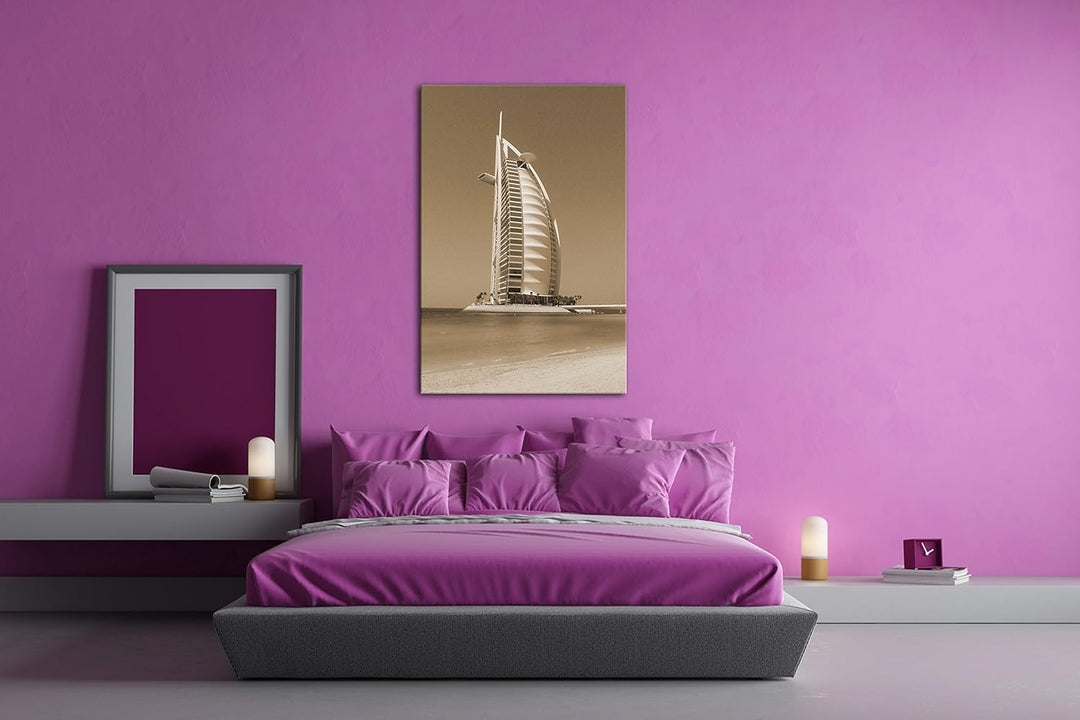 deyoli gigantisches Gebäude in Dubai Format: 60x40 Effekt: Sepia als Leinwandbild, Motiv fertig gera