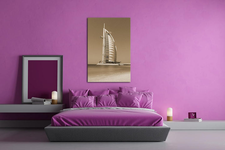 deyoli gigantisches Gebäude in Dubai Format: 60x40 Effekt: Sepia als Leinwandbild, Motiv fertig gera