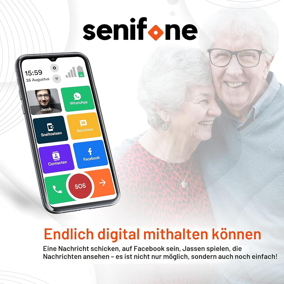 S1 Senioren Smartphone - Schwarz - Für Ältere - 32GB - WhatsApp & SOS Funktion