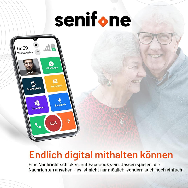 S1 Senioren Smartphone - Schwarz - Für Ältere - 32GB - WhatsApp & SOS Funktion